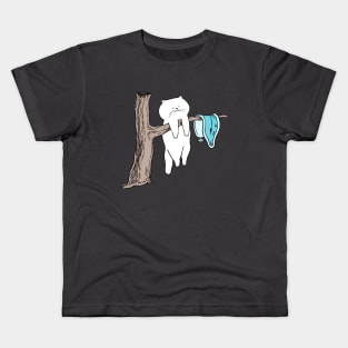 Cat and Melting Clock Kids T-Shirt